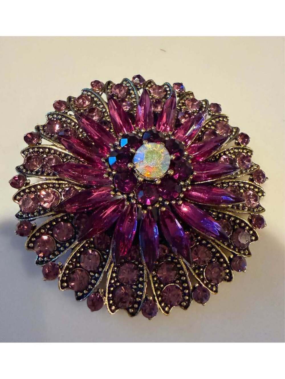 Vintage Inspired Purple Rhinestone Brooch